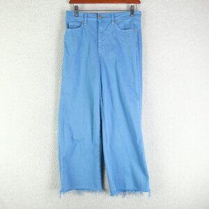 Judy Blue Jeans Womens 7 28 Blue High Rise Wide Leg Cropped Raw Hem Stretch